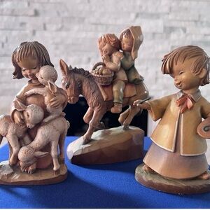 Vintage ANRI Wood Carving Figurine Lot of 3